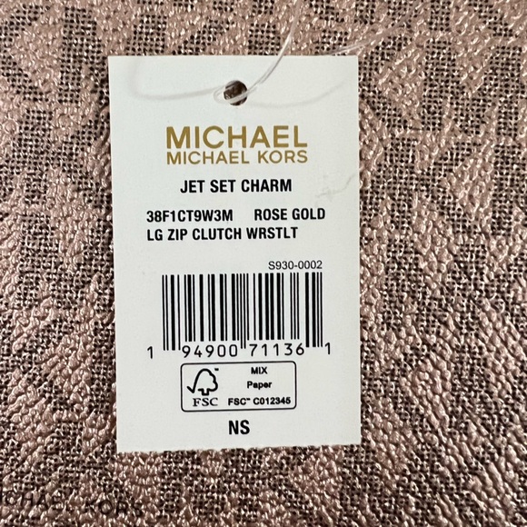 Michael Kors Jet Set Charm Large Zip Clutch Wristlet Rose Gold - Picture 8 of 11